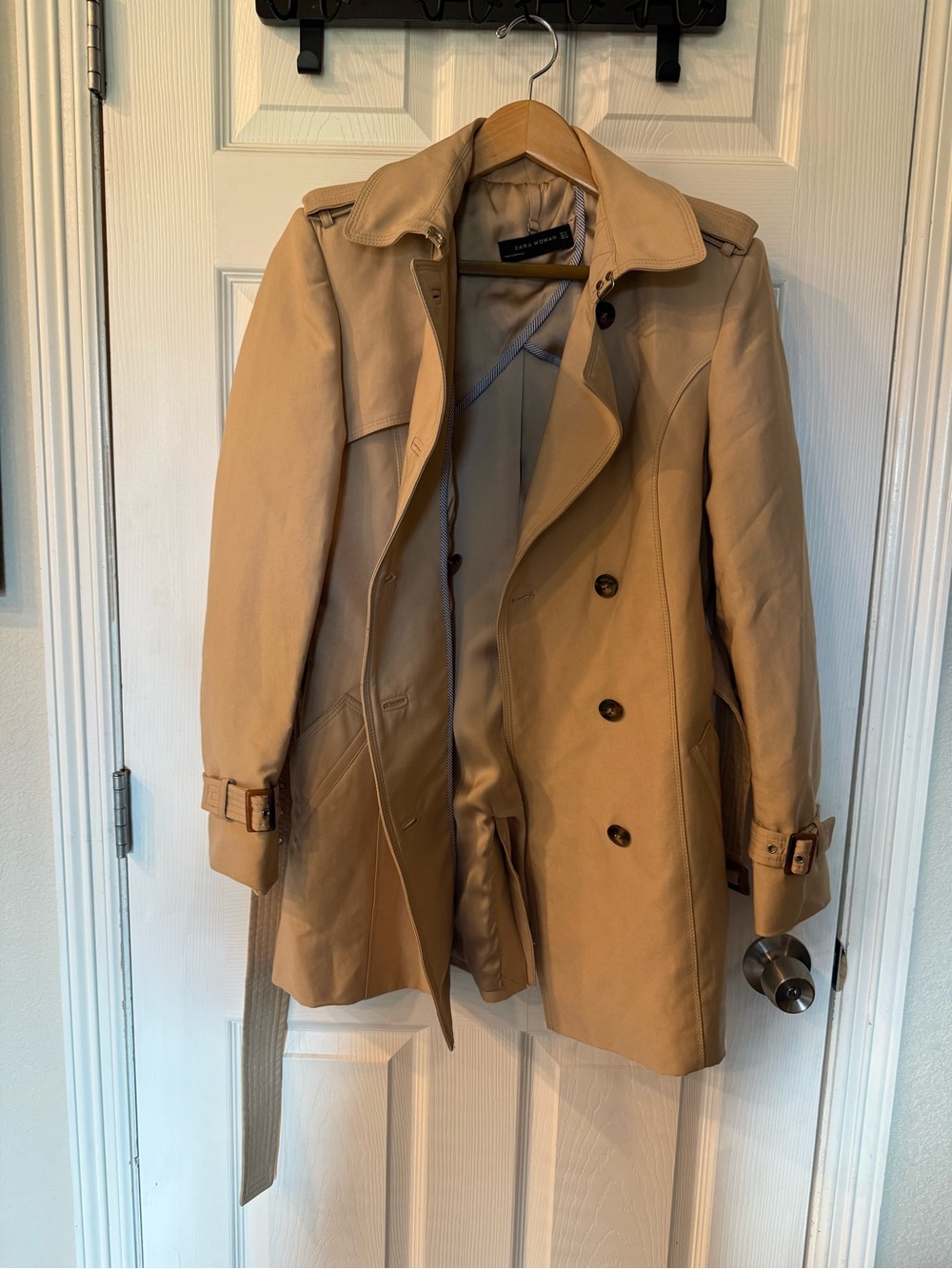 Zara Beige Trench Coat with Belted Cuffs